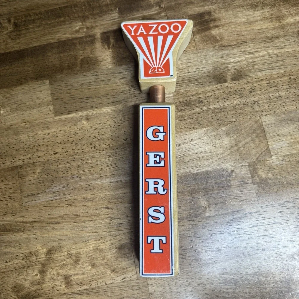 Yazoo Gerst Beer Tap Handle Wood Orange White Draft Kegerator Bar Man Cave Decor
